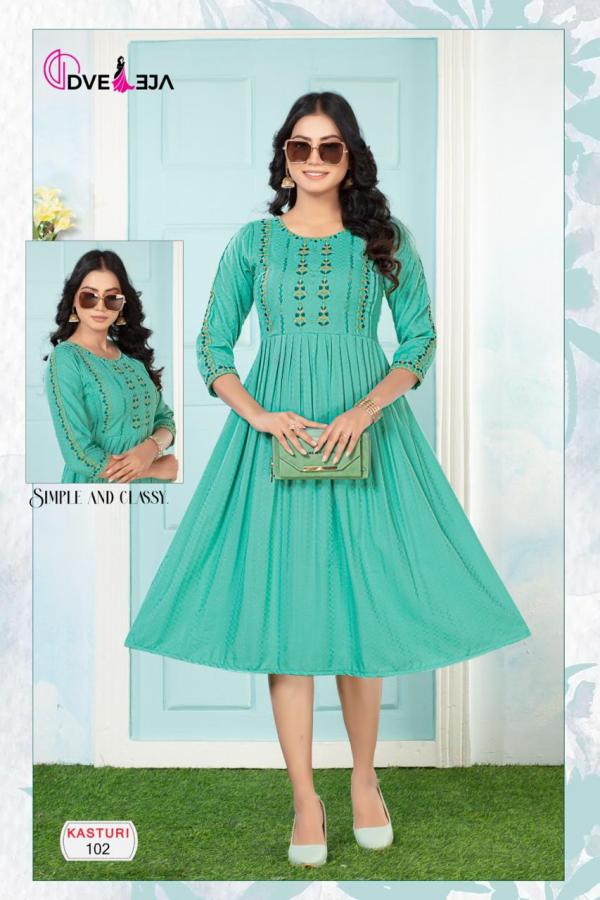 Dveeja Kasturi Rayon Designer Fancy Long Anarkali Kurti Collection